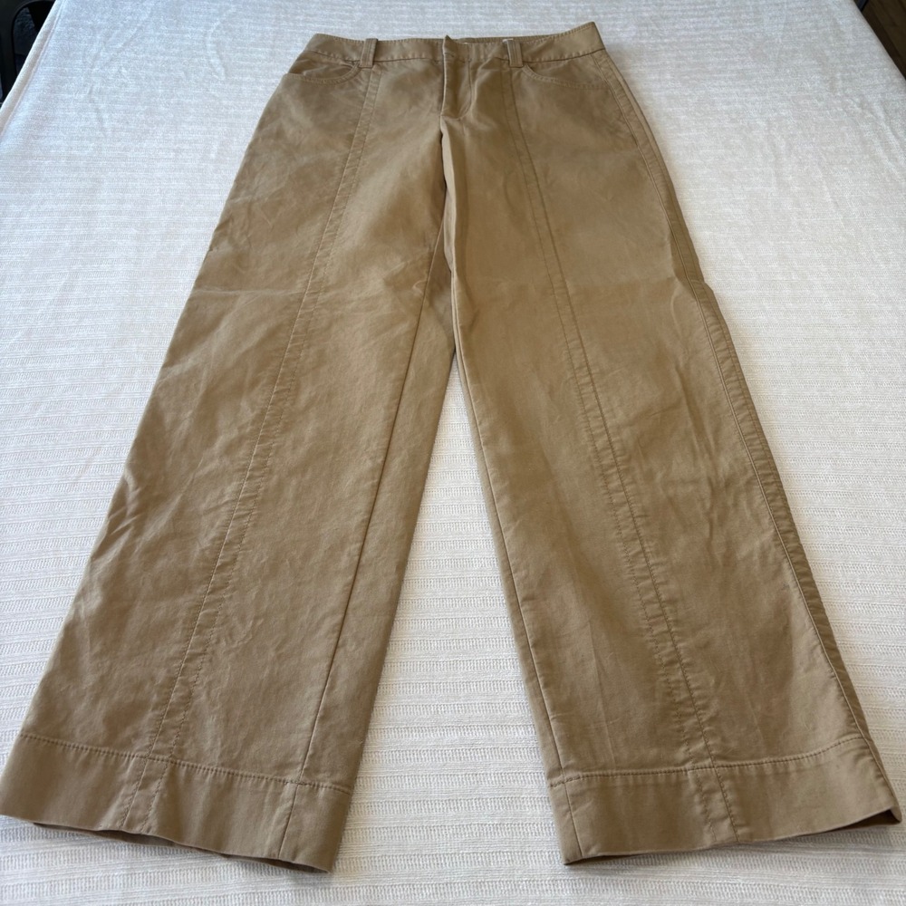 Vince Tan Wide Leg Seam Front Stretch Cotton Pants V861022112 Size 6